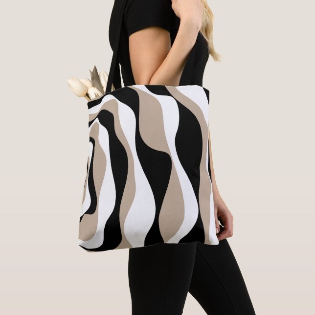 Bolso De Tela Ebb y Flow 4 - Taupe, Negro y Blanco (Detalle)