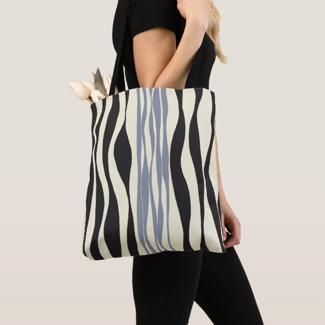 Bolso De Tela Ebb y Flow en negro, gris y crema (Detalle)