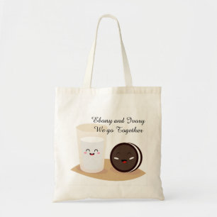 Bolso De Tela Ebony e Ivory vamos juntos Tote