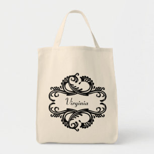 Bolso De Tela Ebony Moda Damask Tote Bag