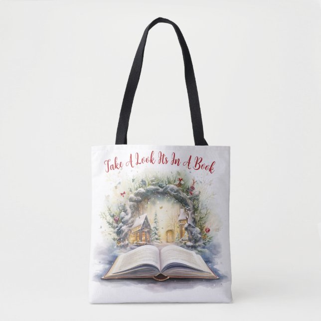 Bolso De Tela Echa Un Vistazo Está En Un Libro (Anverso)