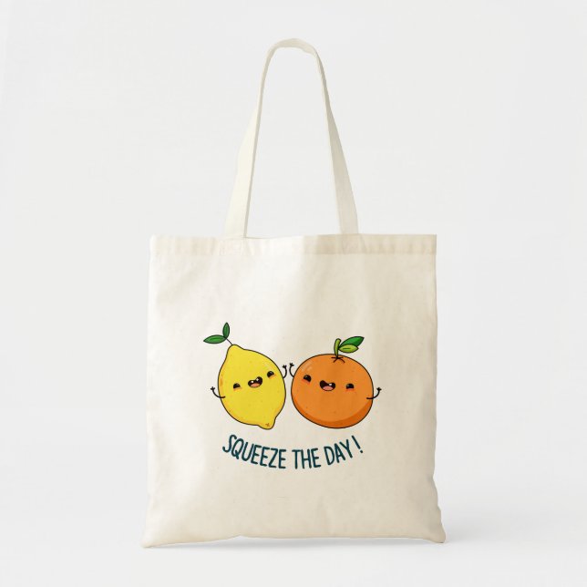 Bolso De Tela Echar El Día Un Pun De Fruta De Cítricos Positivo (Frente)