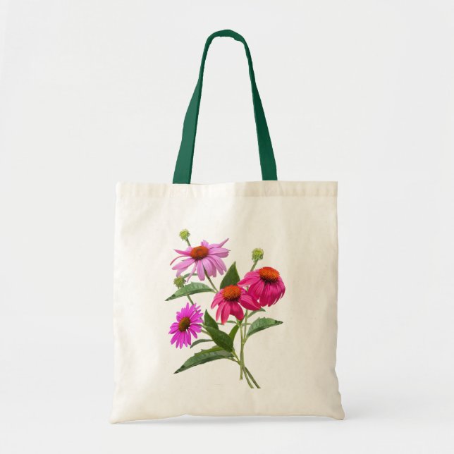 Bolso De Tela Echinacea Bouquet (Frente)