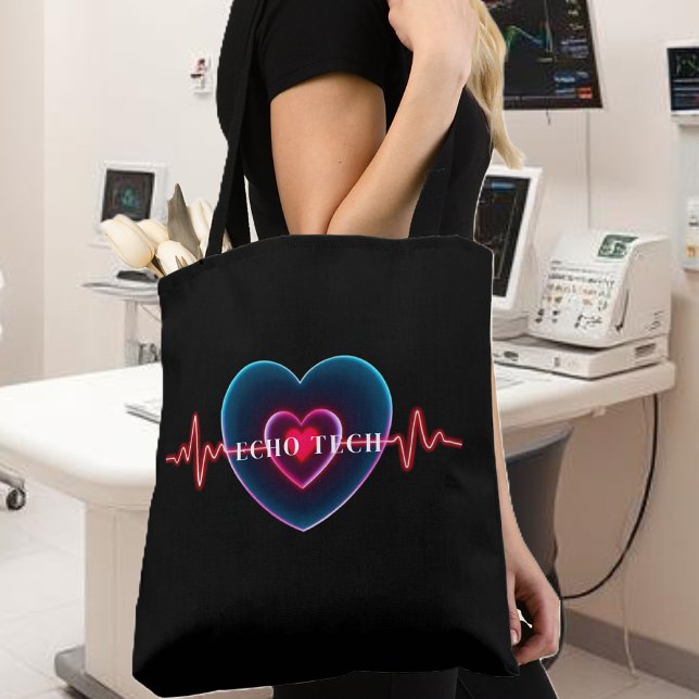 Bolso De Tela Echo Tech | latido | EKG (Echo Tech _ Heartbeat _ EKG Tote Bag- Cardiac Sonographer)
