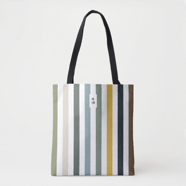 Bolso De Tela Echo Trails Tosta Bag - Blue/Green Hues Stripes (Anverso)