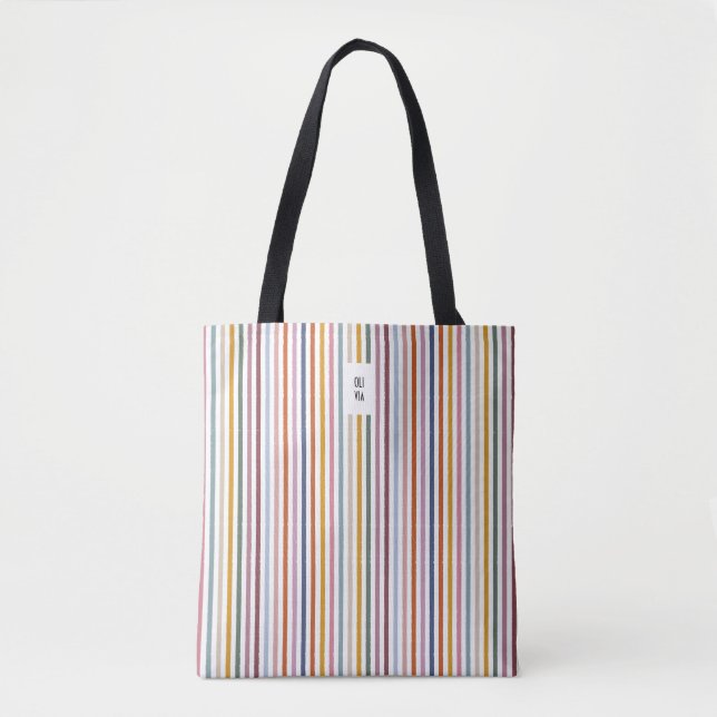 Bolso De Tela Echo Trails Tote Bag - Bandas Multicolor (Anverso)