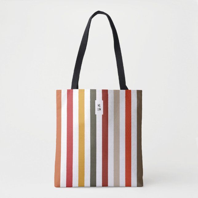 Bolso De Tela Echo Trails Tote Bag - Earthy Hues Stripes (Anverso)