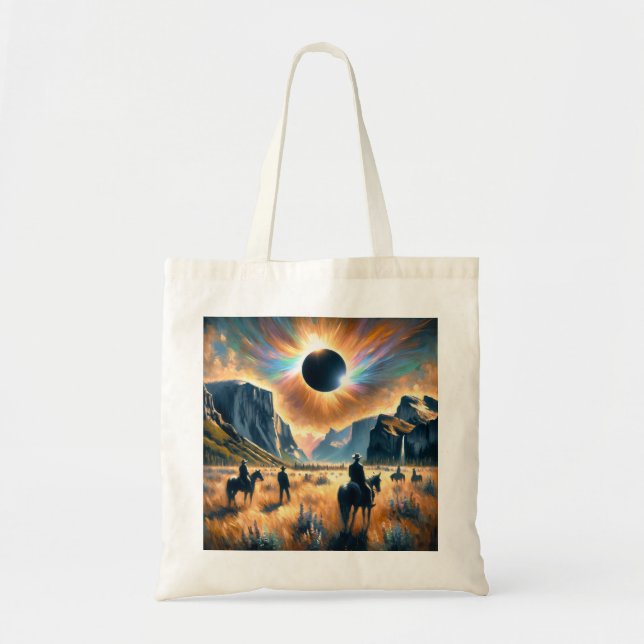 Bolso De Tela Eclipse de frontera: Tote paisajístico occidental (Frente)