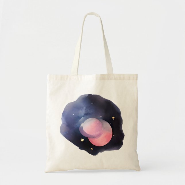 Bolso De Tela Eclipse de los sueños: acuarela celestial (Frente)