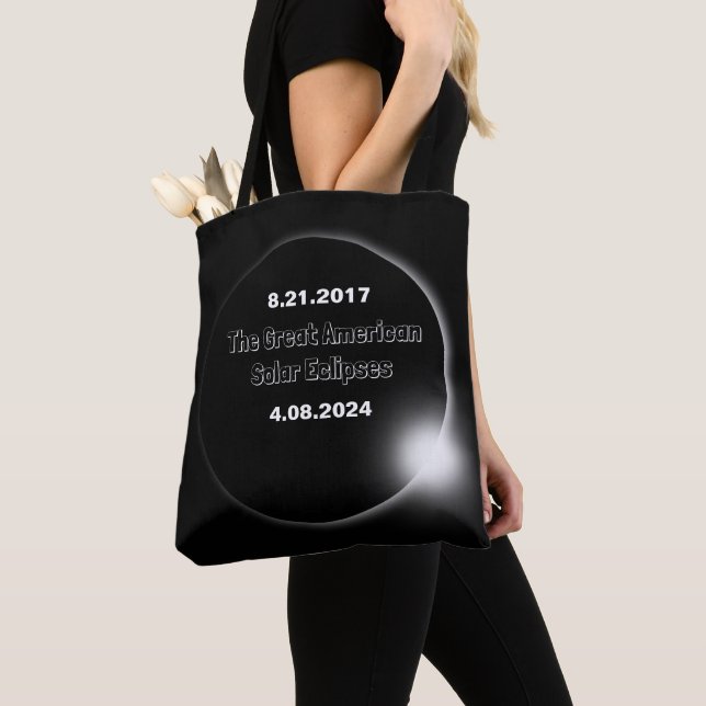 Bolso De Tela Eclipse solar con doble fecha 2024 & 2017 (Detalle)