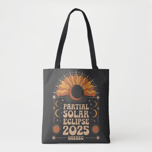 Bolso De Tela Eclipse solar parcial 2025 Quebec Canadá (Anverso)