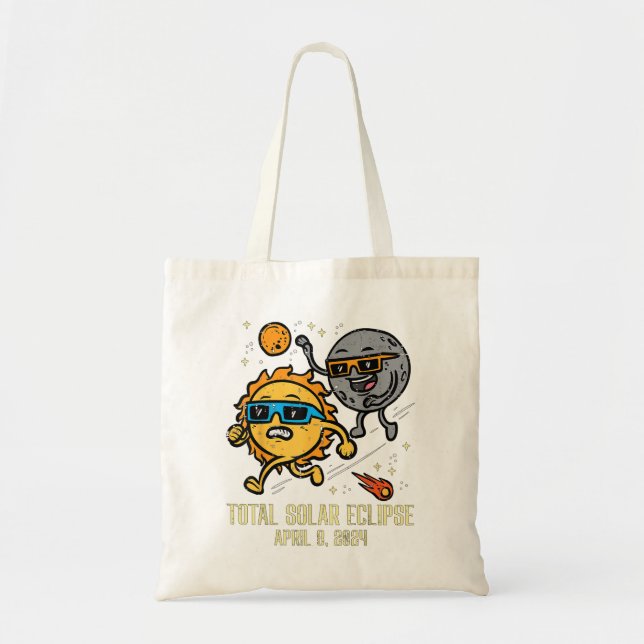 Bolso De Tela Eclipse Solar Total 2024 Niños Eclipse Solar Cute  (Frente)