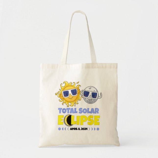 Bolso De Tela Eclipse Solar Total 2024 Niños Eclipse Solar Cute  (Frente)