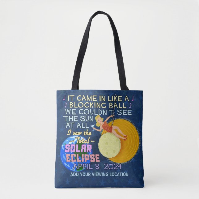 Bolso De Tela Eclipse solar total 8 de abril de 2024 Diversión e (Anverso)