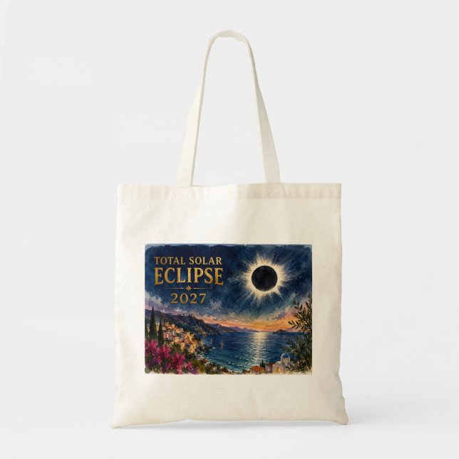 Bolso De Tela Eclipse Total de Sol 2027 Mediterráneo  (Frente)