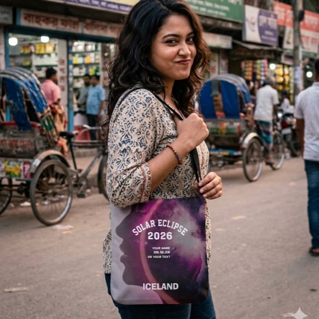 Bolso De Tela Eclipse total de sol agosto 2026 texto personaliza (Subido por el creador)