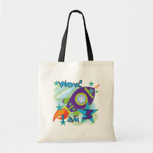 Bolso De Tela Eco de cohetes camisetas de tercer cumpleaños y re