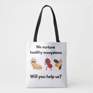 Bolso De Tela Eco Nutrir Nuestro Mundo Blanco con correas negras