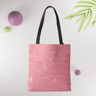 Bolso De Tela Ecuaciones matemáticas rosas y blancas y gráficos