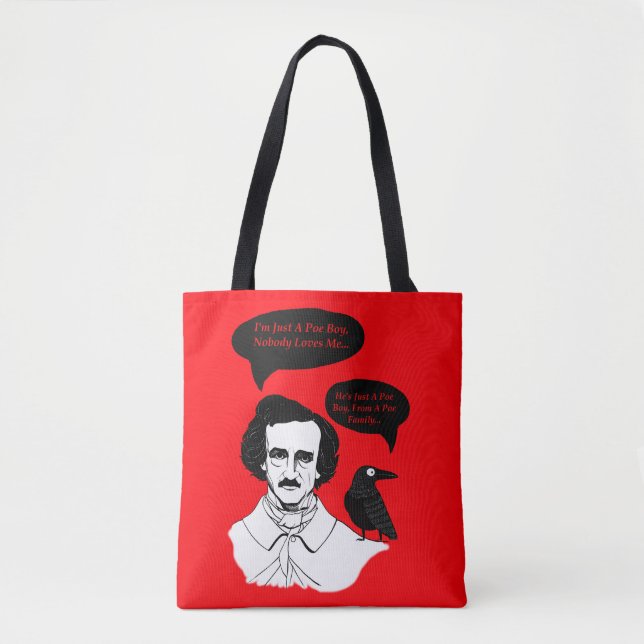 Bolso De Tela Edgar Allan Poe Boy y Raven (Anverso)