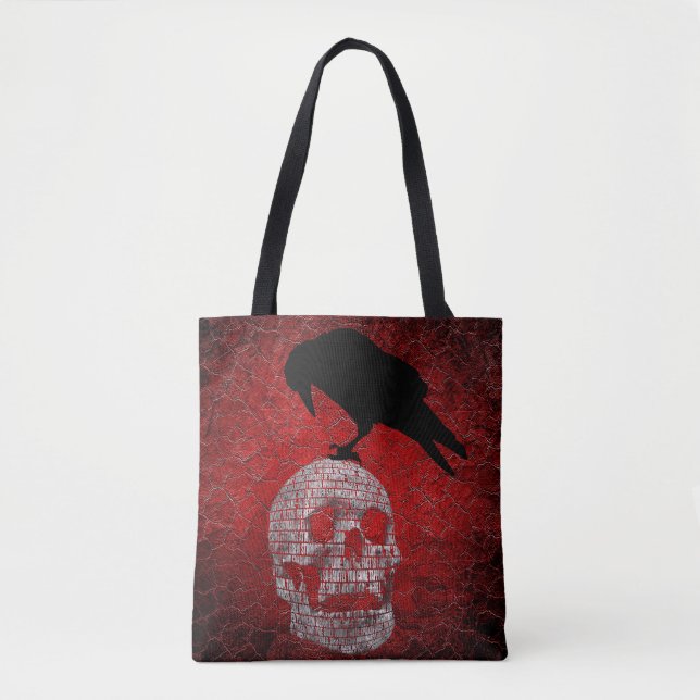 Bolso De Tela Edgar Allen Poe Diseño Gótico Raven (Anverso)