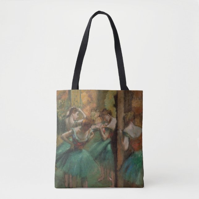 Bolso De Tela Edgar Degas bailarinas rosa y verde (Anverso)