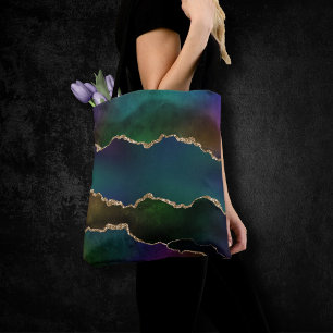 Bolso De Tela Edgy Agate Moody Jewel Tone oscuro Verde azulado