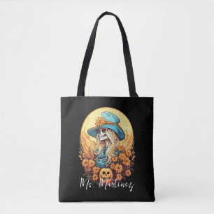 Bolso De Tela Edgy Cowgirl Skeleton Halloween Profesor de Giraso