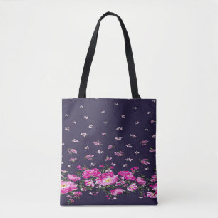 Bolso De Tela Edgy Elegance con el Tote floral negro