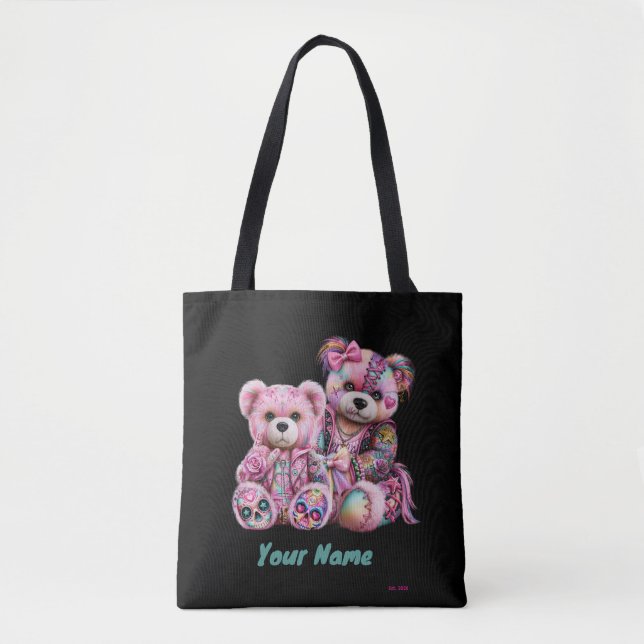 Bolso De Tela Edgy Too Osos Rosa Punk (Anverso)