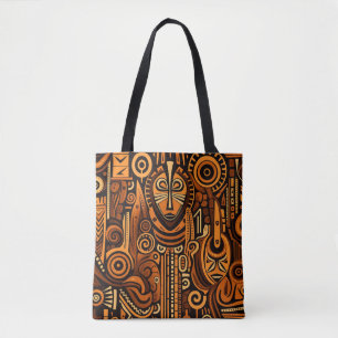 Bolso De Tela Edición de la máscara tribal de tapiz para la bols