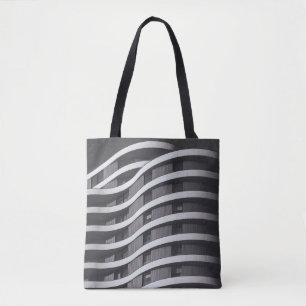 BOLSO DE TELA EDIFICIO COMERCIAL GRIS Y NEGRO