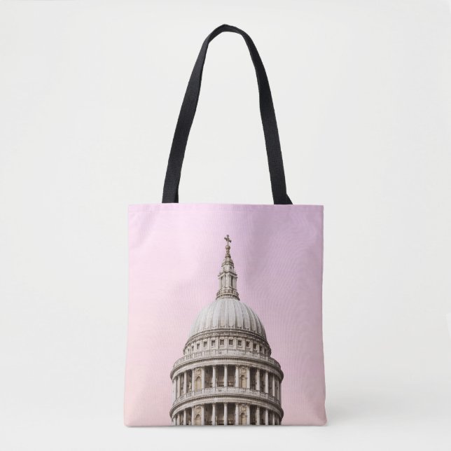 BOLSO DE TELA EDIFICIO DE CONCRETO BLANCO BAJO NUBES (Anverso)