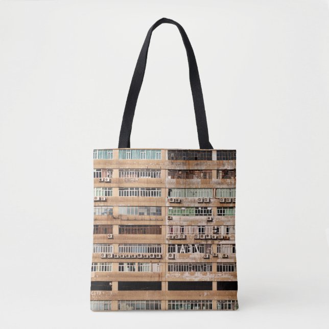 BOLSO DE TELA EDIFICIO DE CONCRETO MARRÓN (Anverso)