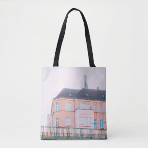 Bolso De Tela EDIFICIO DE CONCRETO naranja Y BLANCO