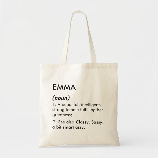 Bolso De Tela Editable Emma name definition, custom name (Frente)