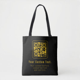 Bolso De Tela Editable QR Code & Text Template | Black & Gold