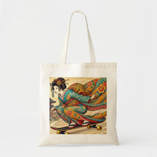 Bolso De Tela Edo Beauty on Skateboard - Ukiyo-e Style