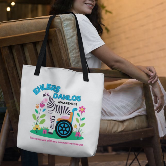 Bolso De Tela EDS Awareness Zebra Tote Bag (Spread EDS awareness with this zebra, "I have issues with my connective tissues" tote bag! )