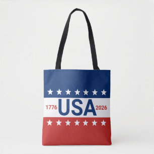 Bolso De Tela EE. UU. 1776 2026 250 Aniversario Rojo Blanco Azul
