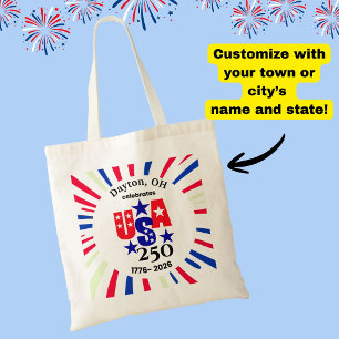 Bolso De Tela EE. UU. 250 Personalizado Pueblo Estado Patriótico