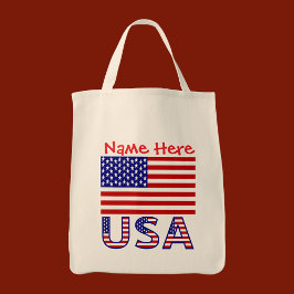 Bolso De Tela EE. UU. Estados Unidos América Rojo Personalizado 
