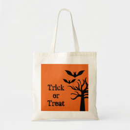 Bolso De Tela Eerie Bats Halloween Trick o Trek Bag, Naranja