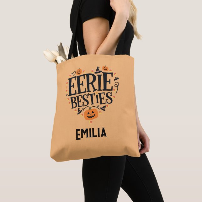 Bolso De Tela Eerie Besties nombra Halloween Tote Bag para amigo (Detalle)