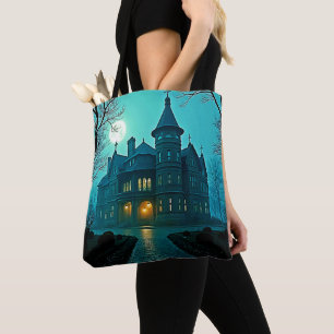 Bolso De Tela Eerie Victorian Mansion Moonlight