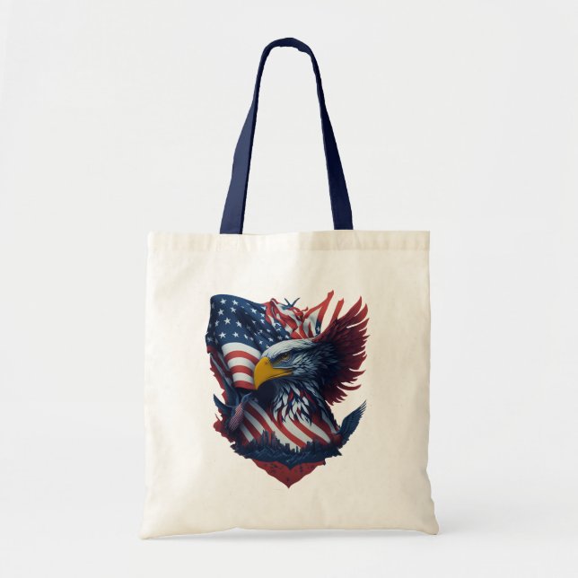Bolso De Tela EEUU Art Eagle Freedom Patriotismo Red White Blue (Frente)