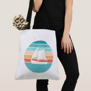 Bolso De Tela Efecto de Atardecer Retro Deteriorado + Barco de V