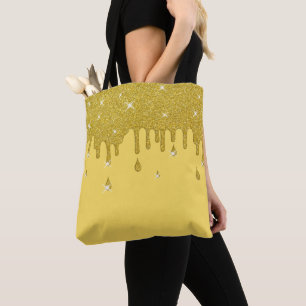 Bolso De Tela Efecto Purpurina de oro de goteo y espárragos