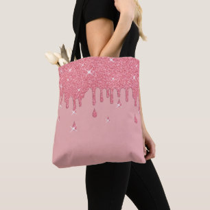 Bolso De Tela Efecto Purpurina rosado y paracaídas