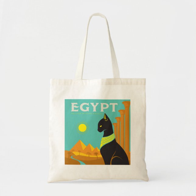 Bolso De Tela Egipto | Tierra de realeza felina (Frente)
